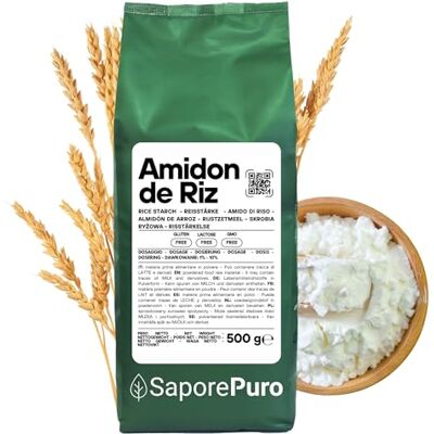 SaporePuro Amidon de Riz Naturel 500 g – 100% Italien, Sans Gluten, Idéal pour la Cosmétique Naturelle, les Desserts et les Sauces - Publicité SaporePuro Amidon de Riz Naturel 500 g – 100% Italien, Sans Gluten, Idéal pour la Cosmétique Naturelle, les Desserts et les Sauces - Publicité