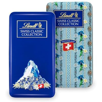 Lindt Chocolat Swiss Classic Collection Box 185 g Mini tablettes de chocolat au lait entier dans les variétés LINDOR lait entier, lait extra, lait extra, lait de lait, lait Cresta, Cresta blanc, - Publicité Lindt Chocolat Swiss Classic Collection Box 185 g Mini tablettes de chocolat au lait entier dans les variétés LINDOR lait entier, lait extra, lait extra, lait de lait, lait Cresta, Cresta blanc, - Publicité