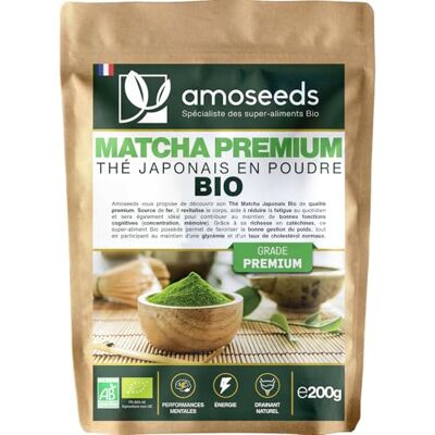 Amoseeds Thé Matcha en poudre Bio Japonais 200G Thé Vert Qualité Premium Tonus, Minceur, Drainage - Publicité Amoseeds Thé Matcha en poudre Bio Japonais 200G Thé Vert Qualité Premium Tonus, Minceur, Drainage - Publicité