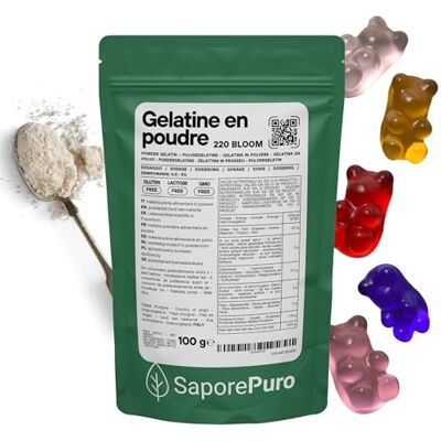SaporePuro Gélatine en Poudre Alimentaire 100 g – Gélifiant d’Origine Animale – 220 Bloom - Publicité SaporePuro Gélatine en Poudre Alimentaire 100 g – Gélifiant d’Origine Animale – 220 Bloom - Publicité