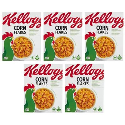 Kellogg's Lot de 5 céréales Corn Flakes le classique croustillant pour petit-déjeuner, céréales, céréales, 250 g - Publicité Kellogg's Lot de 5 céréales Corn Flakes le classique croustillant pour petit-déjeuner, céréales, céréales, 250 g - Publicité