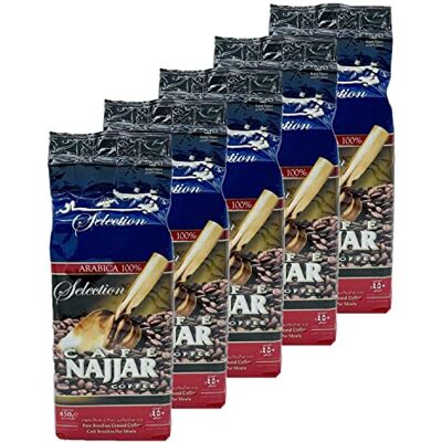 Najjar Lot 5x Café Arabica Brésilien moulu Sachet 450g - Publicité Najjar Lot 5x Café Arabica Brésilien moulu Sachet 450g - Publicité
