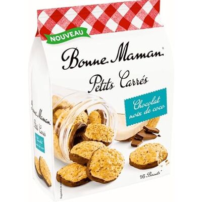 Bonne Maman Petits Carrés Chocolat et Noix de Coco Biscuits à la Noix de Coco Nappés de Chocolat Recette Authentique 200 G - Publicité Bonne Maman Petits Carrés Chocolat et Noix de Coco Biscuits à la Noix de Coco Nappés de Chocolat Recette Authentique 200 G - Publicité