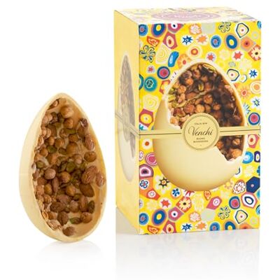 Venchi Œuf en Chocolat, Arôme Chocolat Blanc, avec "Noisette du Piémont", Amandes et Pistaches, avec Surprise, Sans Gluten, 500 gr, Collection Pâques, Idée Cadeau - Publicité Venchi Œuf en Chocolat, Arôme Chocolat Blanc, avec "Noisette du Piémont", Amandes et Pistaches, avec Surprise, Sans Gluten, 500 gr, Collection Pâques, Idée Cadeau - Publicité