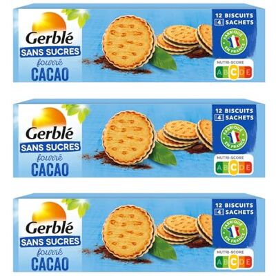 Gerblé GERBLE Fourré Cacao Sans Sucres Sans huile de Palme Lot de 3 paquets de 185g 36 biscuits - Publicité Gerblé GERBLE Fourré Cacao Sans Sucres Sans huile de Palme Lot de 3 paquets de 185g 36 biscuits - Publicité