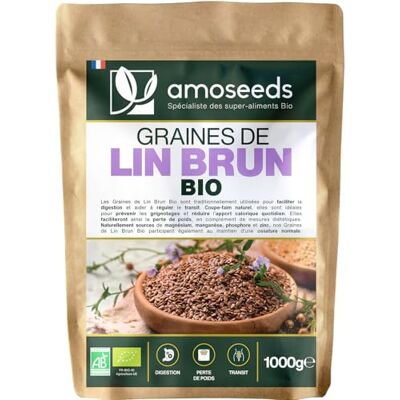 Amoseeds Graines de Lin Brun Bio 1KG Entières, Sans Gluten, Sources d’oméga 3 Qualité Supérieure - Publicité Amoseeds Graines de Lin Brun Bio 1KG Entières, Sans Gluten, Sources d’oméga 3 Qualité Supérieure - Publicité