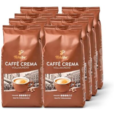 Tchibo Caffè Crema Vollmundig - Grains Entiers - 8x1kg - Intensité 4/6 - Publicité Tchibo Caffè Crema Vollmundig - Grains Entiers - 8x1kg - Intensité 4/6 - Publicité