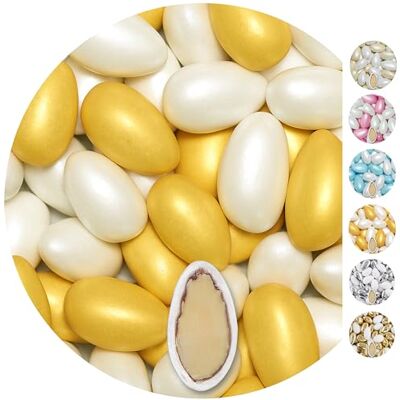 EinsSein 1kg Dragées Mariage Amandes Conchiglia blanc & or metallique ca. 280 pièce Dragees Mariage Baptême Communion Célébrer Fête Candybar Confiserie Candy Bar Cadeaux Invités Bonbons Amande - Publicité EinsSein 1kg Dragées Mariage Amandes Conchiglia blanc & or metallique ca. 280 pièce Dragees Mariage Baptême Communion Célébrer Fête Candybar Confiserie Candy Bar Cadeaux Invités Bonbons Amande - Publicité