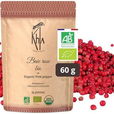 Khla Baies Roses de Madagascar 60 g Certifiées Bio Baies Entières Qualité Premium Poivre Rose Bourbon Saveur Douce et Fruitée Épice Direct Producteur Origine Madagascar - Publicité Khla Baies Roses de Madagascar 60 g Certifiées Bio Baies Entières Qualité Premium Poivre Rose Bourbon Saveur Douce et Fruitée Épice Direct Producteur Origine Madagascar - Publicité