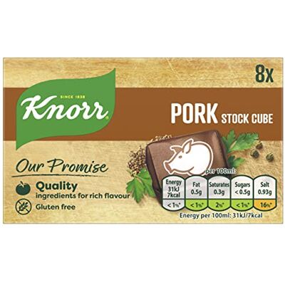 Knorr Cubes de bouillon de porc sans gluten pour ajouter une saveur de porc riche à vos plats 8 x 10 g - Publicité Knorr Cubes de bouillon de porc sans gluten pour ajouter une saveur de porc riche à vos plats 8 x 10 g - Publicité