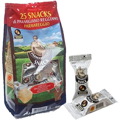 Parmareggio Fromage Parmigiano Reggiano 25 Snacks de 20 gr.l'un - Publicité Parmareggio Fromage Parmigiano Reggiano 25 Snacks de 20 gr.l'un - Publicité