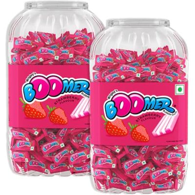 Boomer Skittles Bubble Gum Lot de 2 pots de chewing-gum aromatisés à la fraise, douceur durable, chewing-gum amusant, idéal pour partager avec des amis, 1000 g - Publicité Boomer Skittles Bubble Gum Lot de 2 pots de chewing-gum aromatisés à la fraise, douceur durable, chewing-gum amusant, idéal pour partager avec des amis, 1000 g - Publicité