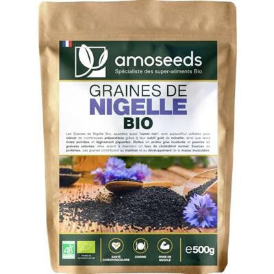 Amoseeds Graines de Nigelle BIO 500g Cumin Noir Cuisine Qualité supérieure Graines entières pour Pain Naan, Salades, Cuisine orientale 100% Naturelles et Crues - Publicité Amoseeds Graines de Nigelle BIO 500g Cumin Noir Cuisine Qualité supérieure Graines entières pour Pain Naan, Salades, Cuisine orientale 100% Naturelles et Crues - Publicité