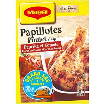 AUCHAN Lot de 3 unités *** MAGGI Papillotes poulet paprika et tomate sans colorant articifiel 28g - Publicité AUCHAN Lot de 3 unités *** MAGGI Papillotes poulet paprika et tomate sans colorant articifiel 28g - Publicité