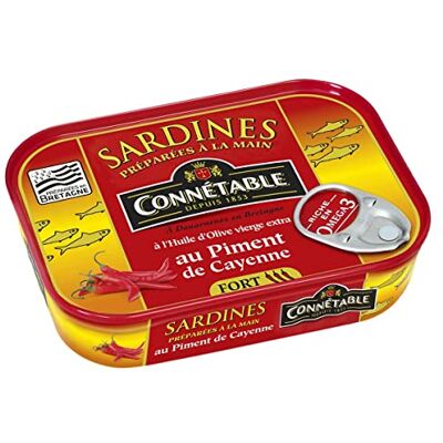 AUCHAN Lot de 3 unités *** CONNETABLE Sardine à l'huile d'olive vierge extra au piment de Cayenne fort 135g - Publicité AUCHAN Lot de 3 unités *** CONNETABLE Sardine à l'huile d'olive vierge extra au piment de Cayenne fort 135g - Publicité