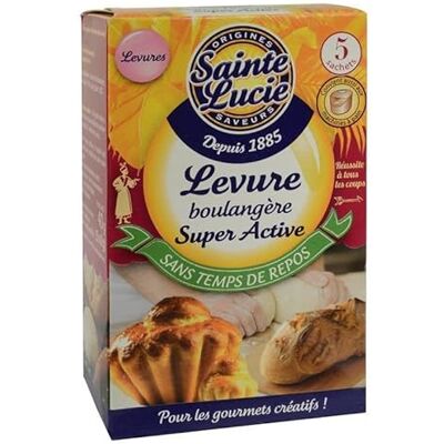 LEVURE DE BOULANGERIE SUPER ACTIVE 5 SACHETS DE 8G, SAINTE LUCIE, LOT DE 5 - Publicité LEVURE DE BOULANGERIE SUPER ACTIVE 5 SACHETS DE 8G, SAINTE LUCIE, LOT DE 5 - Publicité