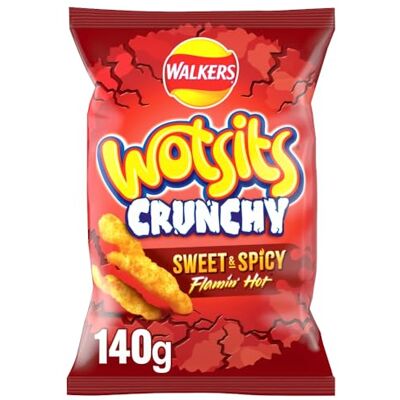 Walkers Wotsits Crunchy Sweet & Spicy Snacks Crisps 140 g - Publicité Walkers Wotsits Crunchy Sweet & Spicy Snacks Crisps 140 g - Publicité