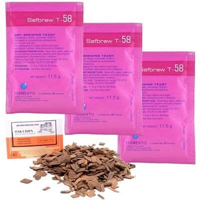 AlcoFermBrew 3 x Levure Fermentis T-58 + Copeaux de Chêne, Levure de Bière - Publicité AlcoFermBrew 3 x Levure Fermentis T-58 + Copeaux de Chêne, Levure de Bière - Publicité