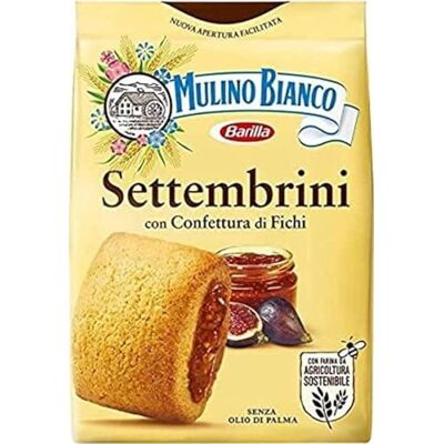 Mulino Bianco , Settembrini Biscuits au coeur tendre riche en confiture de figues enrobés d'une délicate pâte sablée réalisée à partir de farine issue de l'agriculture durable 1 paquet de 300 g - Publicité Mulino Bianco , Settembrini Biscuits au coeur tendre riche en confiture de figues enrobés d'une délicate pâte sablée réalisée à partir de farine issue de l'agriculture durable 1 paquet de 300 g - Publicité