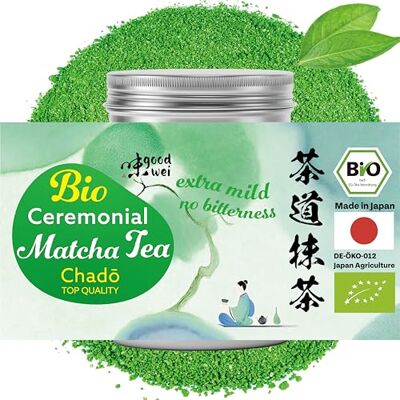 Goodwei Thé Matcha BIO Cérémonie Japonais "Chado" Poudre de thé vert Qualité Cérémoniale, 40g - Publicité Goodwei Thé Matcha BIO Cérémonie Japonais "Chado" Poudre de thé vert Qualité Cérémoniale, 40g - Publicité
