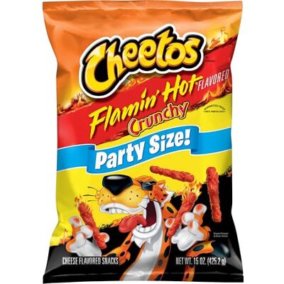 Cheetos Crunchy Flamin Hot Party Size Bag, 15 Oz - Publicité Cheetos Crunchy Flamin Hot Party Size Bag, 15 Oz - Publicité