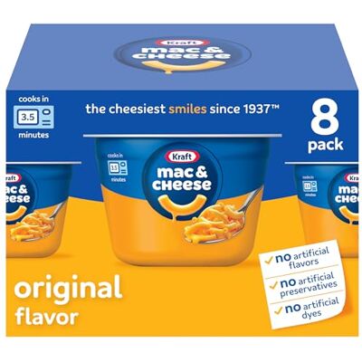 Kraft Mac & Cheese Kraft Original Lot de 8 tasses de macaronis et fromages 58 g - Publicité Kraft Mac & Cheese Kraft Original Lot de 8 tasses de macaronis et fromages 58 g - Publicité