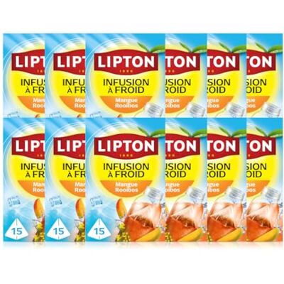 Lipton , Infuse à Froid, Infusion à Froid, Goût Mangue et Rooibos, Idéale pour le Thé Glacé, Ingrédients d'Origine 100% Naturelle, 15x12 Sachets Pyramid, 180 Sachets - Publicité Lipton , Infuse à Froid, Infusion à Froid, Goût Mangue et Rooibos, Idéale pour le Thé Glacé, Ingrédients d'Origine 100% Naturelle, 15x12 Sachets Pyramid, 180 Sachets - Publicité
