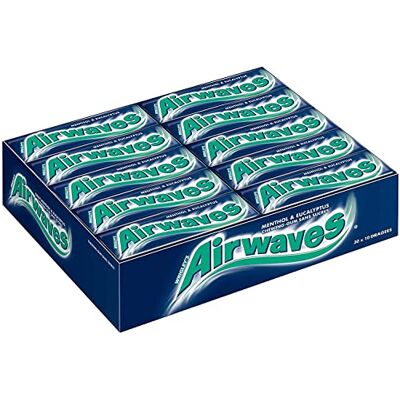 AirWaves Chewing Gum Sans Sucre Goût Menthol et Eucalyptus 30 Paquets de 10 Dragées Grand Format 300 Dragées 420g - Publicité AirWaves Chewing Gum Sans Sucre Goût Menthol et Eucalyptus 30 Paquets de 10 Dragées Grand Format 300 Dragées 420g - Publicité