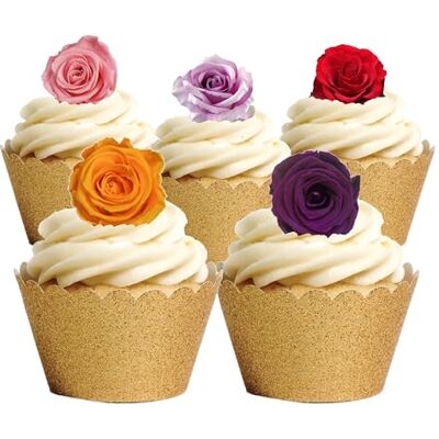 Top That Lot de 30 décorations en papier gaufrette pour gâteaux Motif roses Couleurs mélangées - Publicité Top That Lot de 30 décorations en papier gaufrette pour gâteaux Motif roses Couleurs mélangées - Publicité
