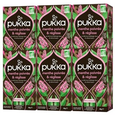 Pukka , Infusion Biologique et Ayurvédique, Goût Menthe Poivrée et Réglisse, 100% des Ingrédients Issus du Commerce Equitable, 6x20 Sachets, 120 Sachets - Publicité Pukka , Infusion Biologique et Ayurvédique, Goût Menthe Poivrée et Réglisse, 100% des Ingrédients Issus du Commerce Equitable, 6x20 Sachets, 120 Sachets - Publicité