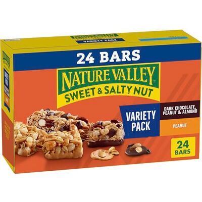Nature Valley Lot de 24 barres de céréales sucrées et salées - Publicité Nature Valley Lot de 24 barres de céréales sucrées et salées - Publicité
