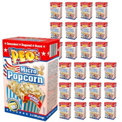 Peo's Lot de 72 boîtes de pop-corn au micro-ondes Sucré 24 boîtes de 100 g de contenu Bonbons au maïs pop-corn pour le carnaval, les fêtes, les collations au cinéma, les soirées cinéma - Publicité Peo's Lot de 72 boîtes de pop-corn au micro-ondes Sucré 24 boîtes de 100 g de contenu Bonbons au maïs pop-corn pour le carnaval, les fêtes, les collations au cinéma, les soirées cinéma - Publicité