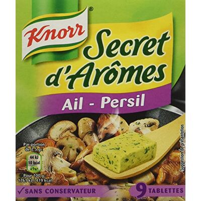 Knorr Assaisonnement Secret d'Arômes Ail Persil 9 Cubes 90 g - Publicité Knorr Assaisonnement Secret d'Arômes Ail Persil 9 Cubes 90 g - Publicité