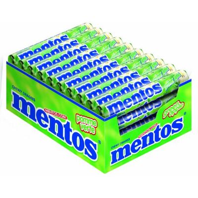 MENTOS Bonbons tendres à la Pomme Verte Boîte de 40 Rouleaux - Publicité MENTOS Bonbons tendres à la Pomme Verte Boîte de 40 Rouleaux - Publicité
