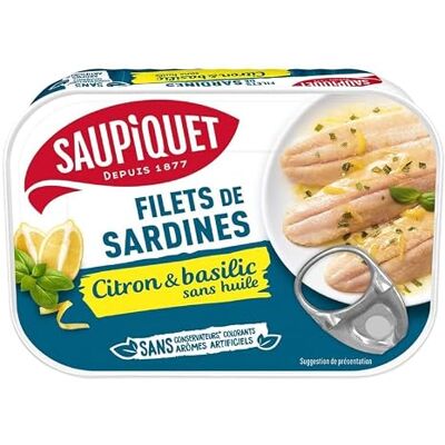genéric SAUPIQUET Filets Sardines Marinade Citron Basilic Sans Huile 100G Trois Articles - Publicité genéric SAUPIQUET Filets Sardines Marinade Citron Basilic Sans Huile 100G Trois Articles - Publicité