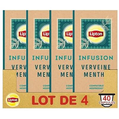 Lipton , Infusion Goût Verveine Menthe, Fraîcheur,Capsules Compatibles Nespresso, Ingrédients d'Origine 100% Naturelle, 40 Capsules - Publicité Lipton , Infusion Goût Verveine Menthe, Fraîcheur,Capsules Compatibles Nespresso, Ingrédients d'Origine 100% Naturelle, 40 Capsules - Publicité