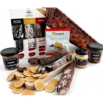 Colis Gourmands Panier Gourmand Apéro – Coffret Charcuterie avec Fuet, Chorizo, Terrine de Campagne et Terrine de Canard – Assortiment Apéritif avec Gaufrettes – Idée Cadeau Gourmet – Expédition Rapide - Publicité Colis Gourmands Panier Gourmand Apéro – Coffret Charcuterie avec Fuet, Chorizo, Terrine de Campagne et Terrine de Canard – Assortiment Apéritif avec Gaufrettes – Idée Cadeau Gourmet – Expédition Rapide - Publicité