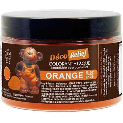 Déco Relief Colorant Soluble Orange E102-E129 20 g Colorant Professionnel pour Confiserie à base de Chocolat, Pâtisserie - Publicité Déco Relief Colorant Soluble Orange E102-E129 20 g Colorant Professionnel pour Confiserie à base de Chocolat, Pâtisserie - Publicité