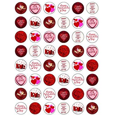 Top That Lot de 48 décorations comestibles en papier gaufrette pour gâteaux sur le thème de la Saint-Valentin – 2,5 cm de diamètre - Publicité Top That Lot de 48 décorations comestibles en papier gaufrette pour gâteaux sur le thème de la Saint-Valentin – 2,5 cm de diamètre - Publicité