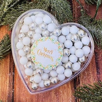 EinsSein Coeur en boules de chocolat Cadeau Joyeux Noël blanc-argent Idée Cadeau Saint-Nicolas, Gourmandise avec Boules de Chocolat Gourmandes Petit Cadeau Festif pour les Fêtes - Publicité EinsSein Coeur en boules de chocolat Cadeau Joyeux Noël blanc-argent Idée Cadeau Saint-Nicolas, Gourmandise avec Boules de Chocolat Gourmandes Petit Cadeau Festif pour les Fêtes - Publicité