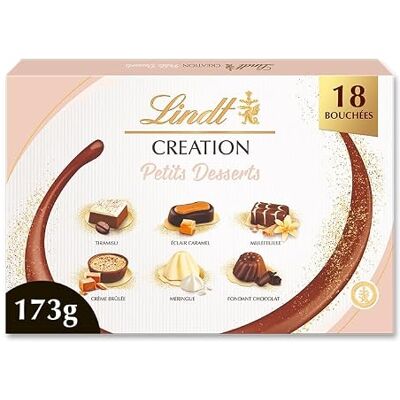 Lindt Boîte CRÉATION Petits Desserts Assortiment de Chocolats au Lait, Noirs et Blancs Inspiration pâtissière Idéal pour Noël, 173g - Publicité Lindt Boîte CRÉATION Petits Desserts Assortiment de Chocolats au Lait, Noirs et Blancs Inspiration pâtissière Idéal pour Noël, 173g - Publicité