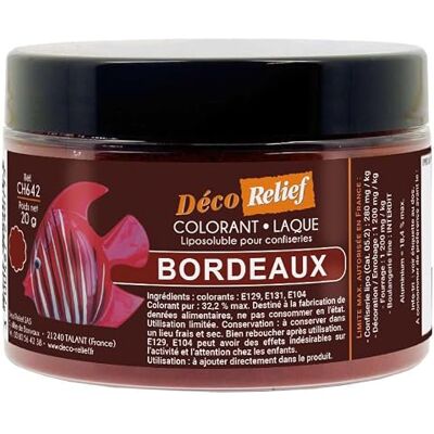 Déco Relief Colorant Soluble Bordeaux 20 g Colorant Professionnel pour Confiserie à base de Chocolat, Pâtisserie - Publicité Déco Relief Colorant Soluble Bordeaux 20 g Colorant Professionnel pour Confiserie à base de Chocolat, Pâtisserie - Publicité