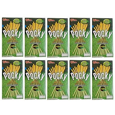 Pocky Glico MATCHA Lot de 10 bâtonnets goût thé vert, biscuits japonais thaï. HALAL. Biscuit Stick, Matcha Green Tea, 39g x10 (Pack of 10) by - Publicité Pocky Glico MATCHA Lot de 10 bâtonnets goût thé vert, biscuits japonais thaï. HALAL. Biscuit Stick, Matcha Green Tea, 39g x10 (Pack of 10) by - Publicité
