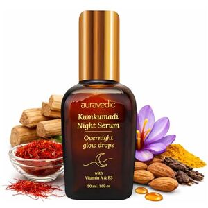 Auravedic Kumkumadi Tailam Night Serum, 50 ml, pour une peau éclatante, sérum à l'huile de Kumkumadi - Publicité Auravedic Kumkumadi Tailam Night Serum, 50 ml, pour une peau éclatante, sérum à l'huile de Kumkumadi - Publicité