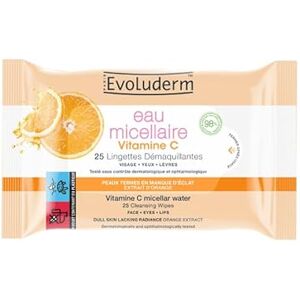 Evoluderm 25 Lingettes Démaquillantes Eau Micellaire Vitamine C 98% d'Ingrédients d'Origine Naturelle Végan - Publicité Evoluderm 25 Lingettes Démaquillantes Eau Micellaire Vitamine C 98% d'Ingrédients d'Origine Naturelle Végan - Publicité
