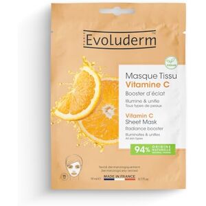 Evoluderm – Masque Tissu Vitamine C Booster d’éclat – 19 ml – 94% d’Origine Naturelle – Végan – Fabrication Française - Publicité Evoluderm – Masque Tissu Vitamine C Booster d’éclat – 19 ml – 94% d’Origine Naturelle – Végan – Fabrication Française - Publicité