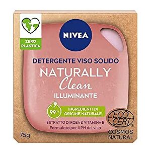 NIVEA Naturally Clean Nettoyant Visage Solide Illuminant 75 g, Nettoyant Solide 99% Naturel avec Vitamine E et Extrait de Rose, Nettoyant Naturel avec Formule Végétalienne - Publicité NIVEA Naturally Clean Nettoyant Visage Solide Illuminant 75 g, Nettoyant Solide 99% Naturel avec Vitamine E et Extrait de Rose, Nettoyant Naturel avec Formule Végétalienne - Publicité