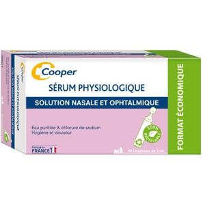Cooper Sérum physiologique Lavage du nez et des yeux Hygiène quotidienne Pour toute la famille Fabriqué en France Boîte de 40 unidoses - Publicité Cooper Sérum physiologique Lavage du nez et des yeux Hygiène quotidienne Pour toute la famille Fabriqué en France Boîte de 40 unidoses - Publicité