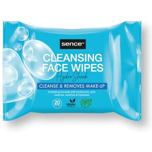 Sence Hydro Shock Lot de 6 packs de 20 lingettes nettoyantes pour le visage à l'acide hyaluronique et végétalien pour le nettoyage et le démaquillage - Publicité Sence Hydro Shock Lot de 6 packs de 20 lingettes nettoyantes pour le visage à l'acide hyaluronique et végétalien pour le nettoyage et le démaquillage - Publicité