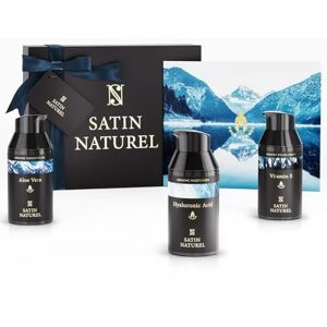 Satin Naturel Coffret Cadeau Homme 3x30ml – Nettoyant Visage, Crème Hydratante Visage, Crème Contour des Yeux Anti-Cernes – Soins Visage Naturels pour Homme - Publicité Satin Naturel Coffret Cadeau Homme 3x30ml – Nettoyant Visage, Crème Hydratante Visage, Crème Contour des Yeux Anti-Cernes – Soins Visage Naturels pour Homme - Publicité